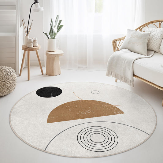 Abstract Circle Design Area Rug, Modern Round Carpet, Minimalist Home Decor, Geometric Pattern Mat, Living Room or Bedroom Rug