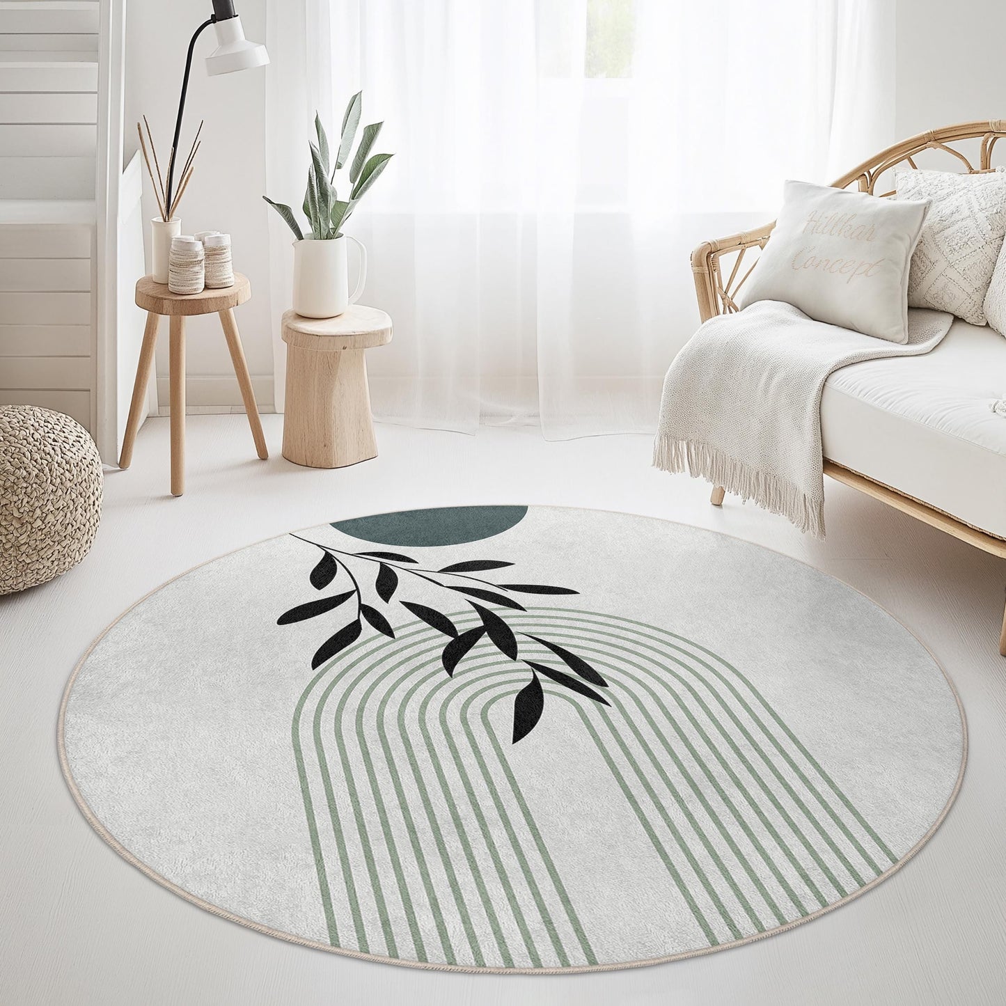 Modern Abstract Round Area Rug, Bohemian Circle Carpet, Living Room Decor, Soft Touch Floor Mat, Stylish Home Accent