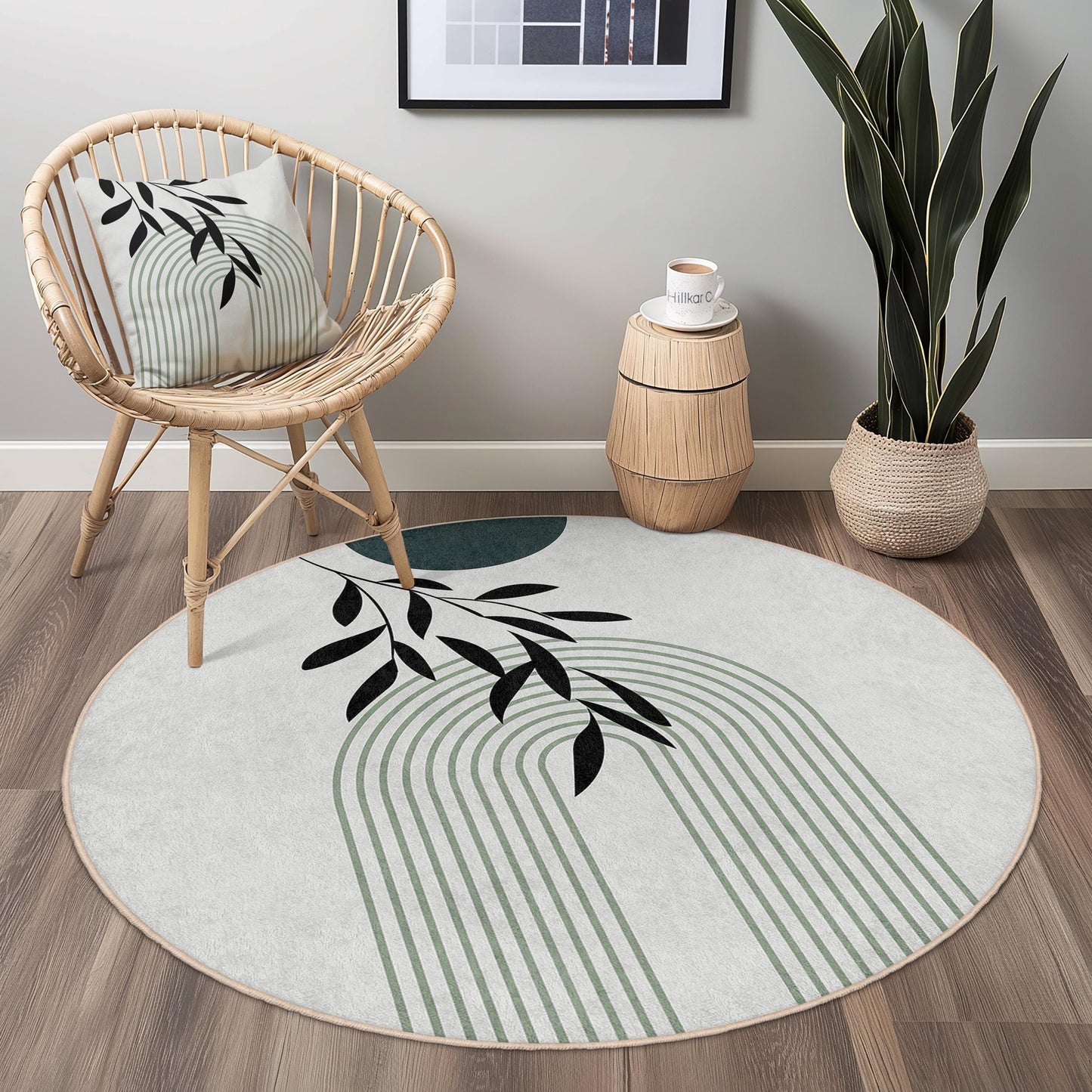 Modern Abstract Round Area Rug, Bohemian Circle Carpet, Living Room Decor, Soft Touch Floor Mat, Stylish Home Accent