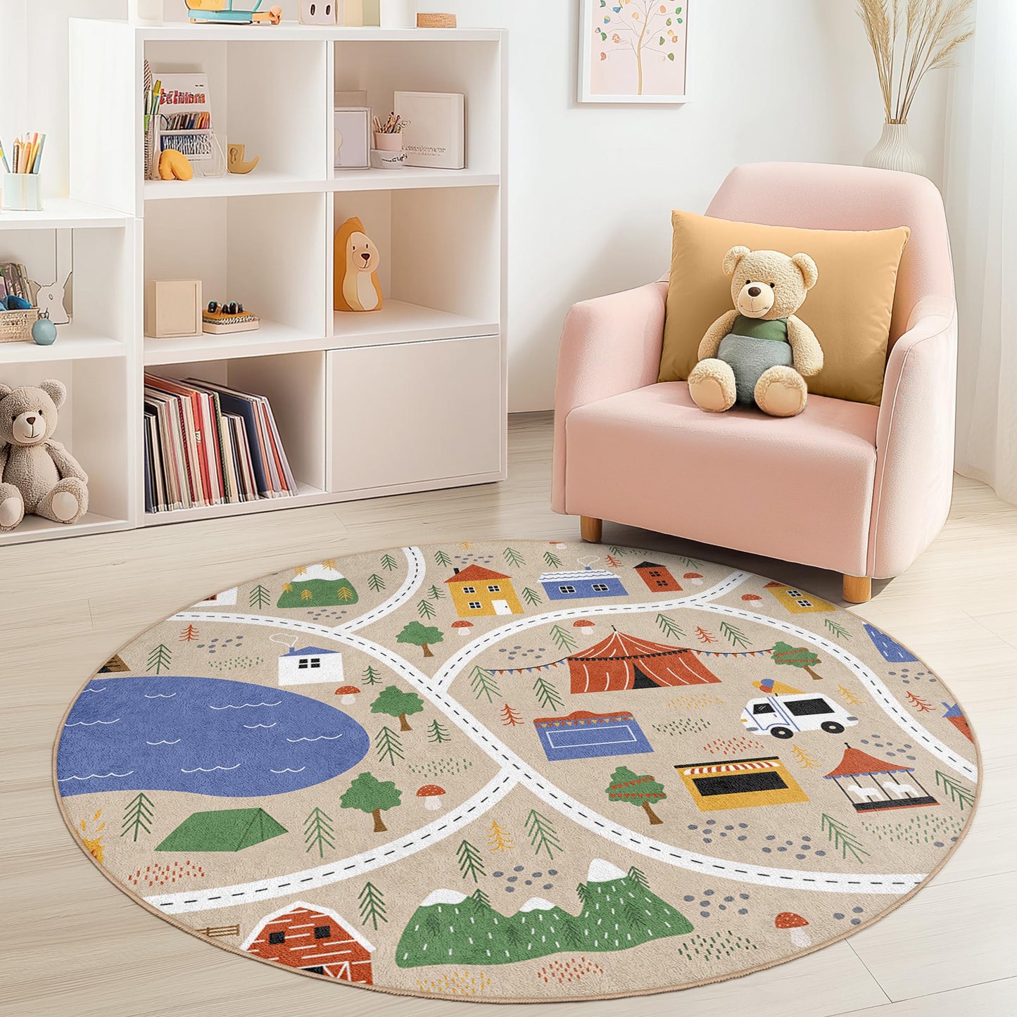 Camping Adventure Play Rug: Soft Kids Playroom Carpet
