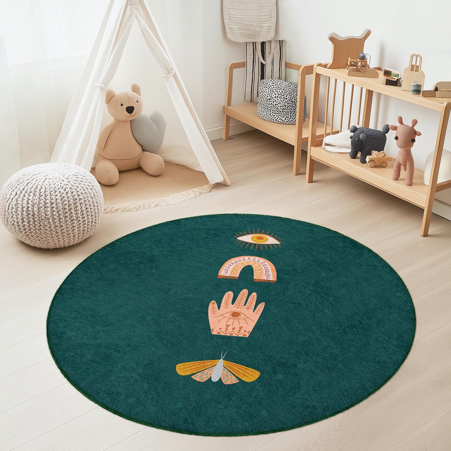 Mystical Kids Rug: Colorful Eye, Rainbow Design - Playroom Decor