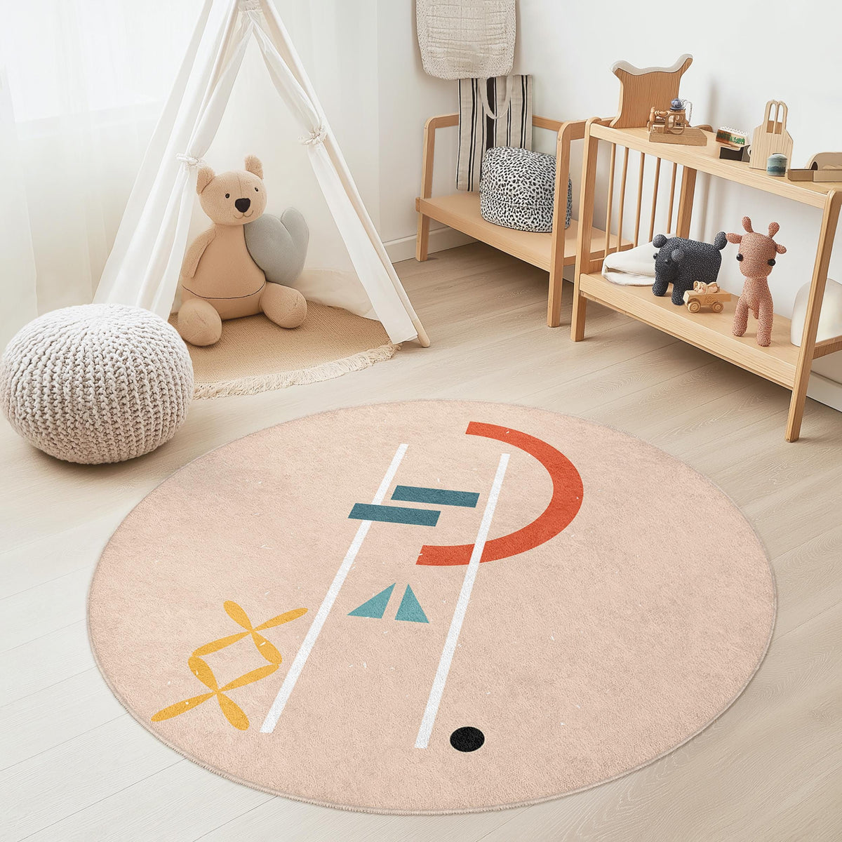 Child Circular Rug Colorful Abstract Round Area Rug, Modern Circle Carpet for Kids Room ...