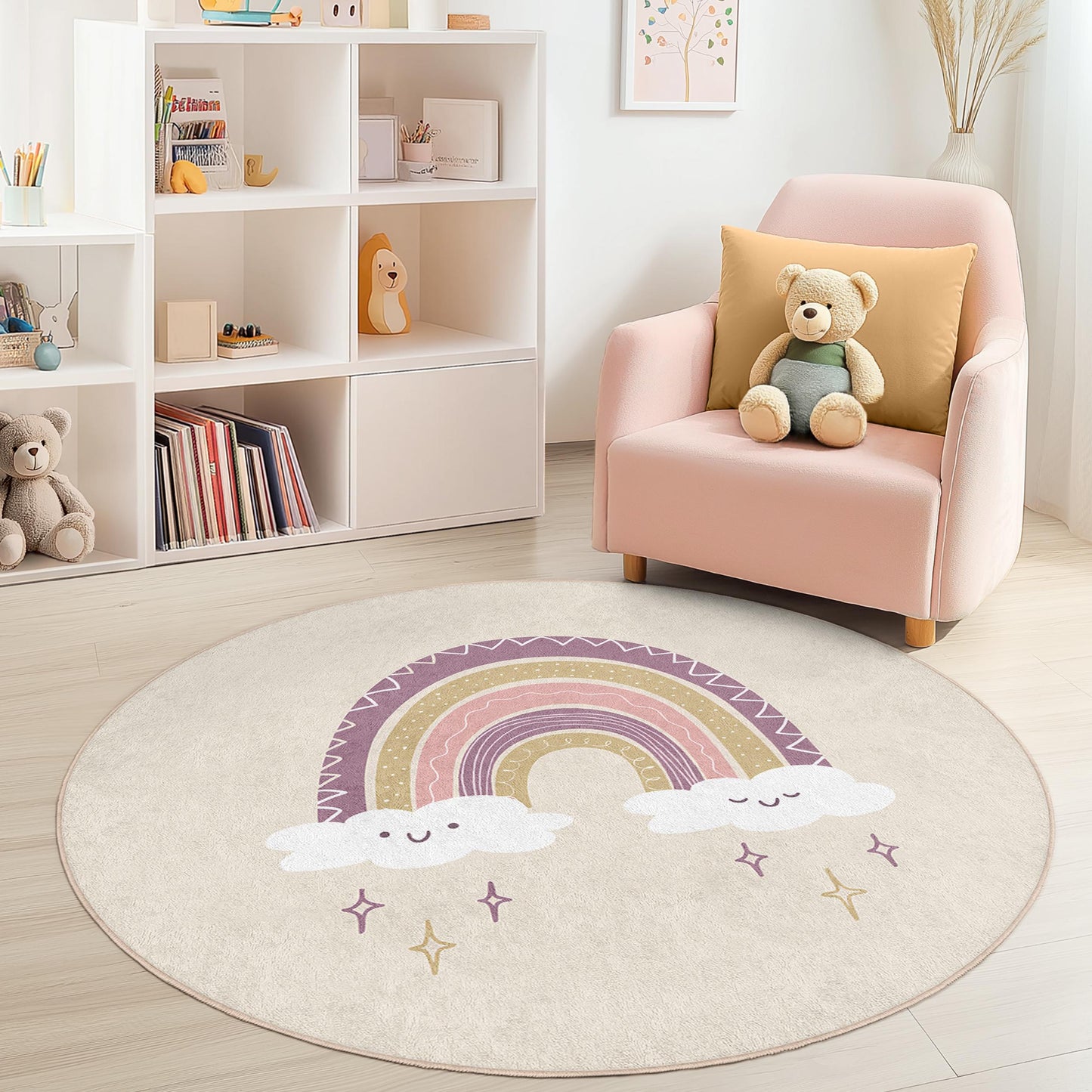 Rainbow Play Rug: Soft Nursery Carpet for Kids Room