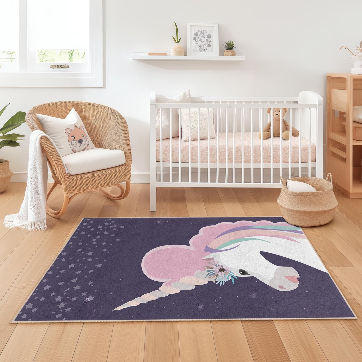 Magical Unicorn Kids Rug, Rectangular Unicorn Carpet, Children's Room Decor, Playroom Rug, Fantasy Themed Rug