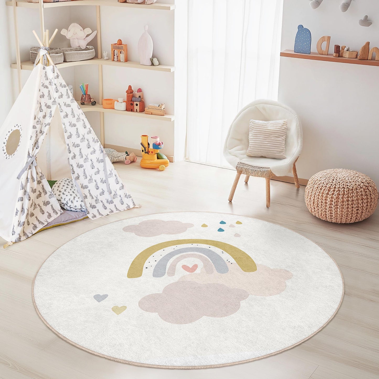 Rainbow Kids Play Rug: Soft Nursery Decor, Personalized