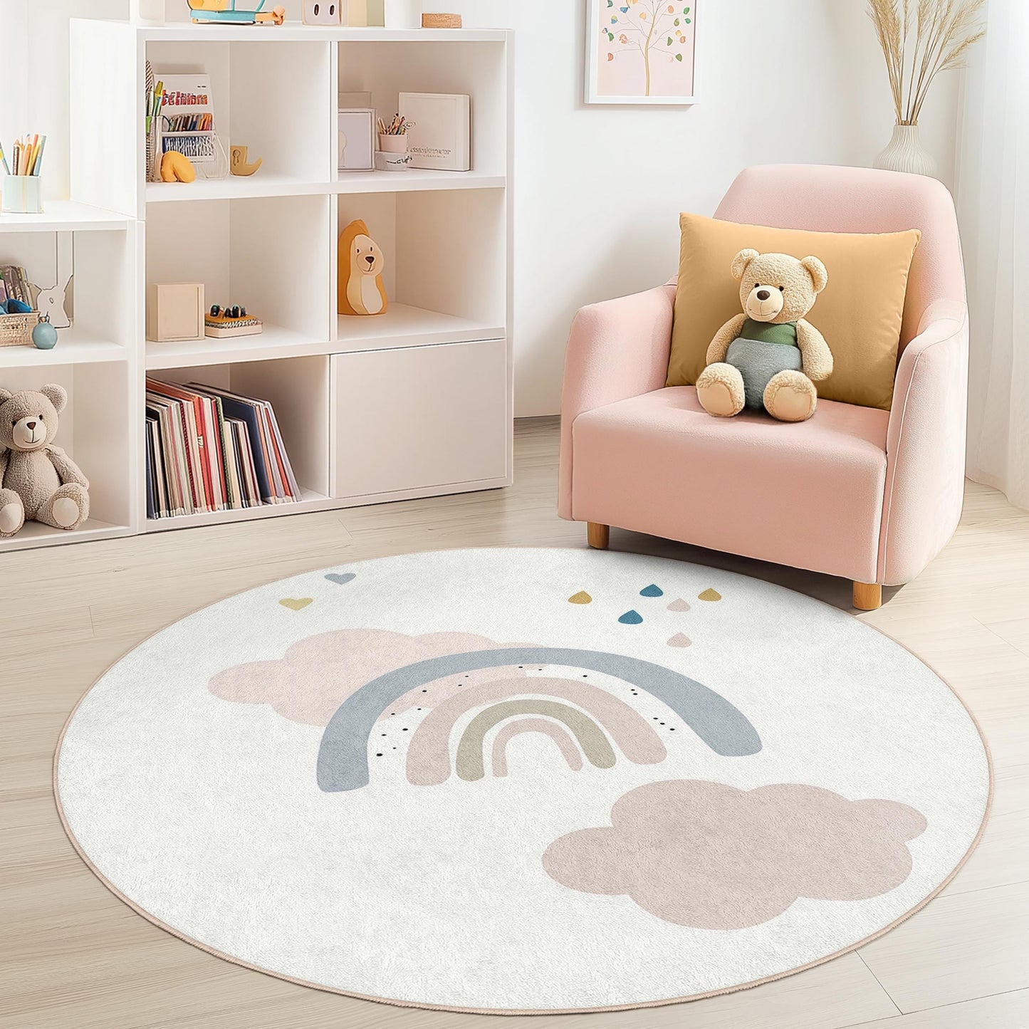 Rainbow Cloud Kids Rug: Soft Play Mat, Nursery Decor