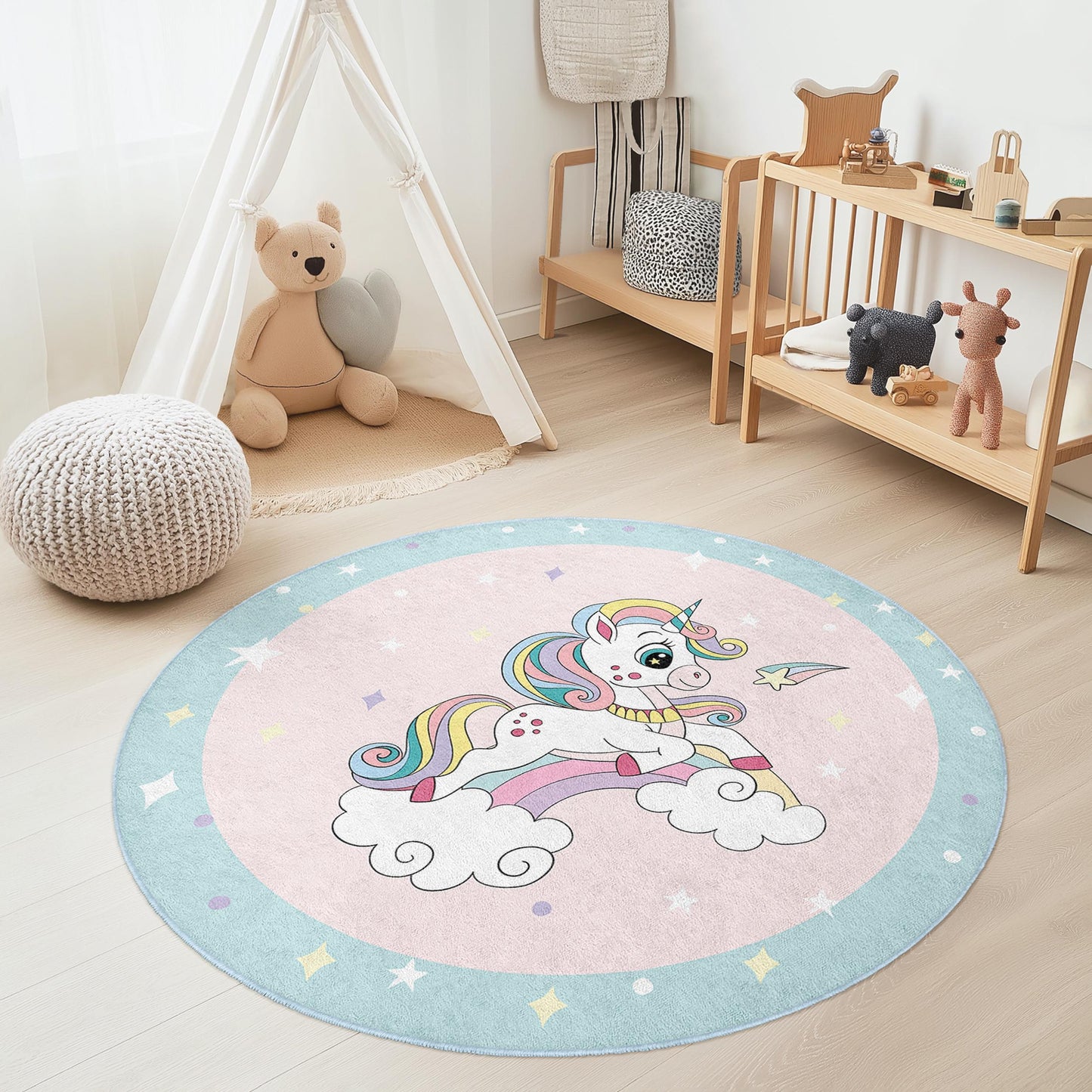 Magical Unicorn Kids Rug: Soft Play Mat, Nursery Decor