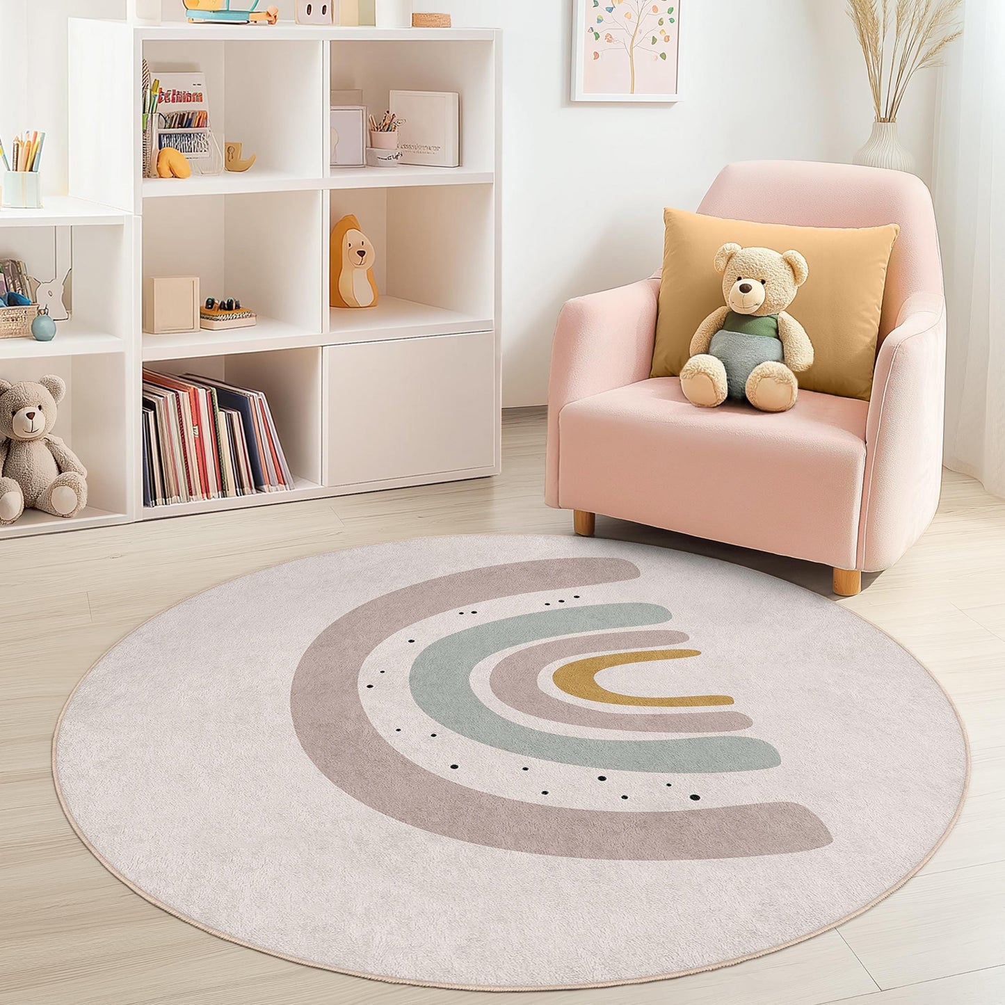 Rainbow Arch Kids Rug: Soft Playroom Carpet