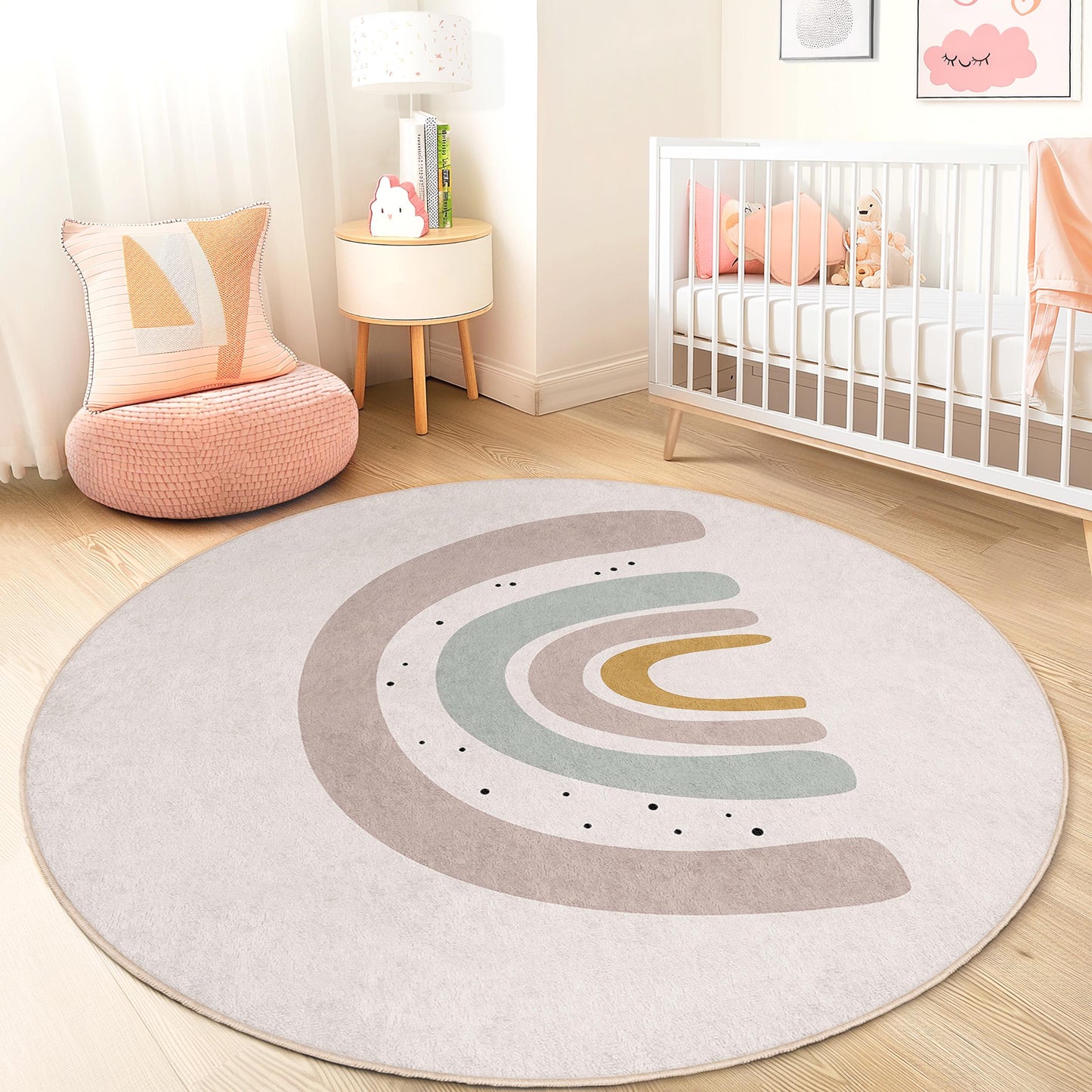 Rainbow Arch Kids Rug: Soft Playroom Carpet
