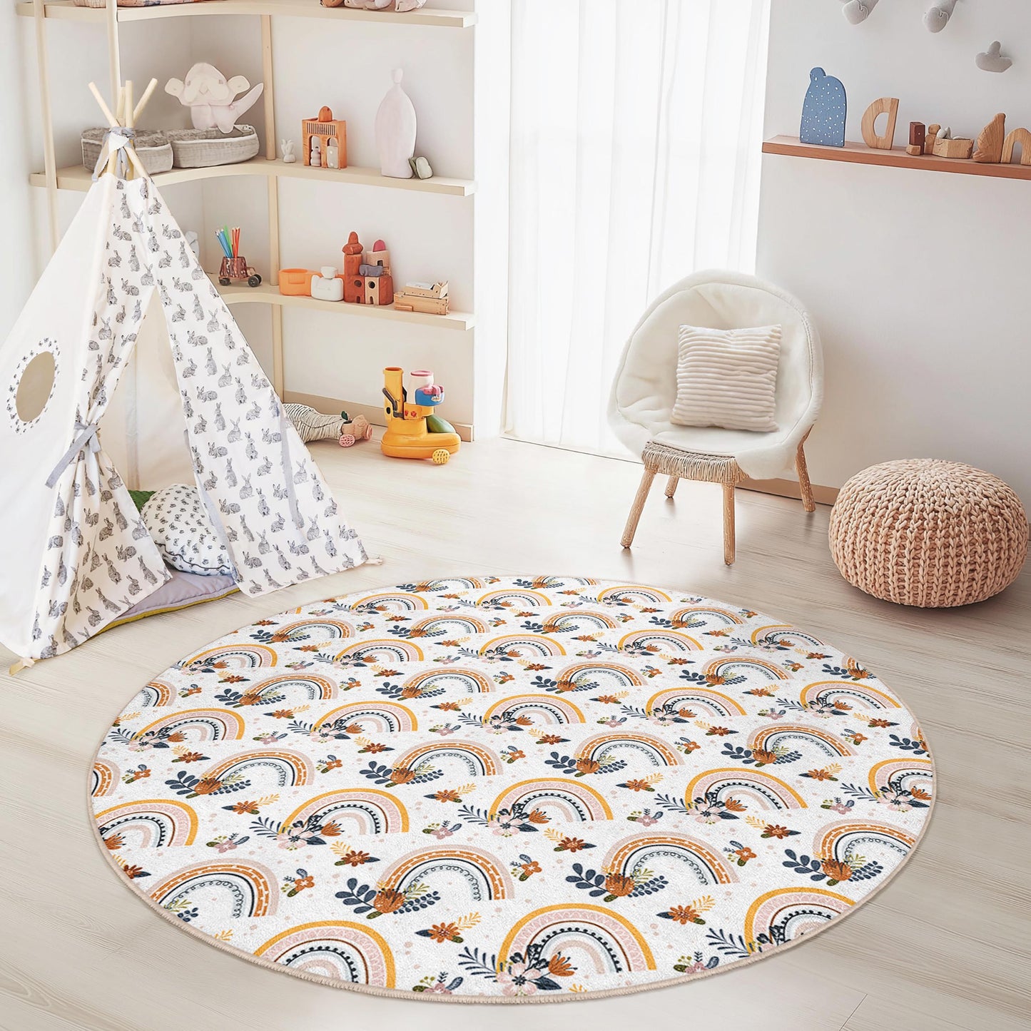 Rainbow Kids Rug: Soft Playroom Carpet, Nursery Decor