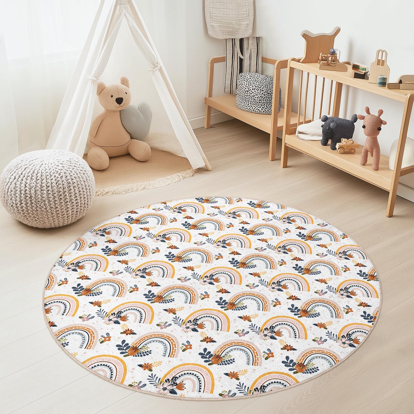 Rainbow Kids Rug: Soft Playroom Carpet, Nursery Decor