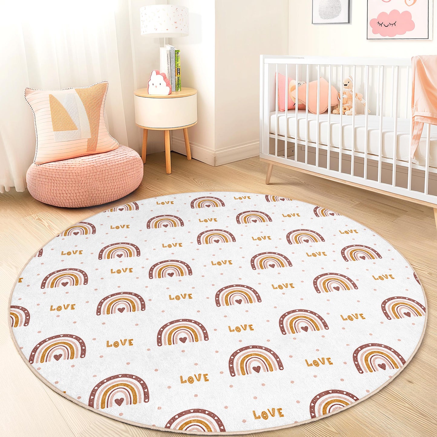 Rainbow Kids Rug: Round Play Mat, Nursery Decor