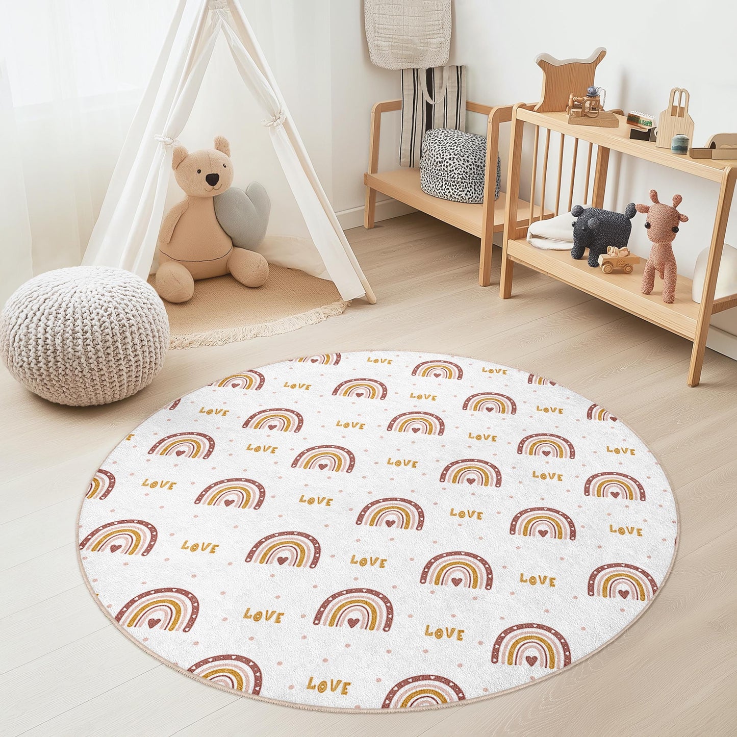 Rainbow Kids Rug: Round Play Mat, Nursery Decor