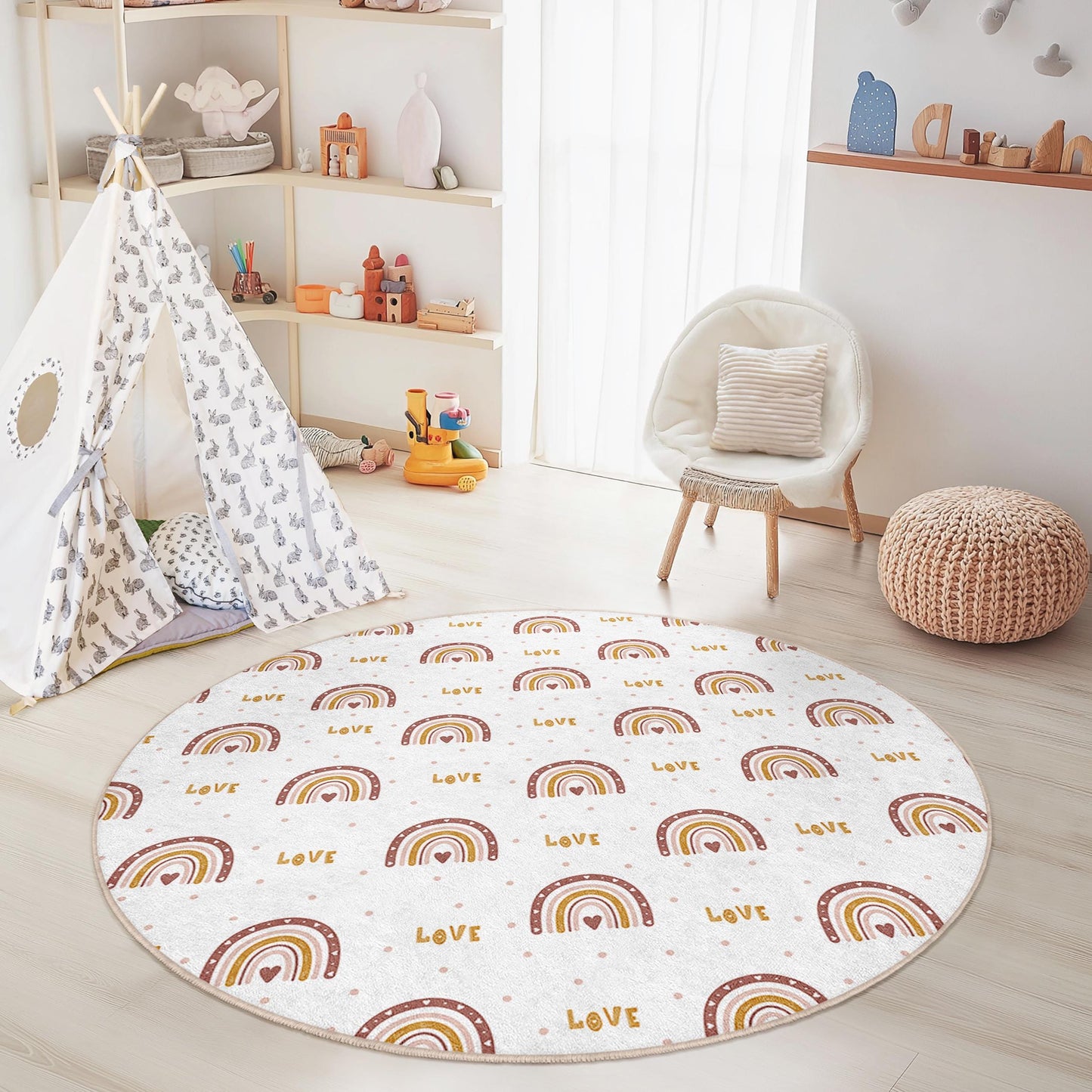 Rainbow Kids Rug: Round Play Mat, Nursery Decor