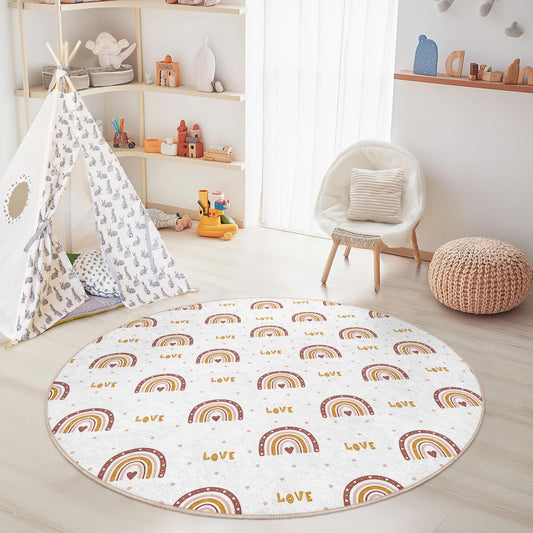 Rainbow Kids Rug: Round Play Mat, Nursery Decor