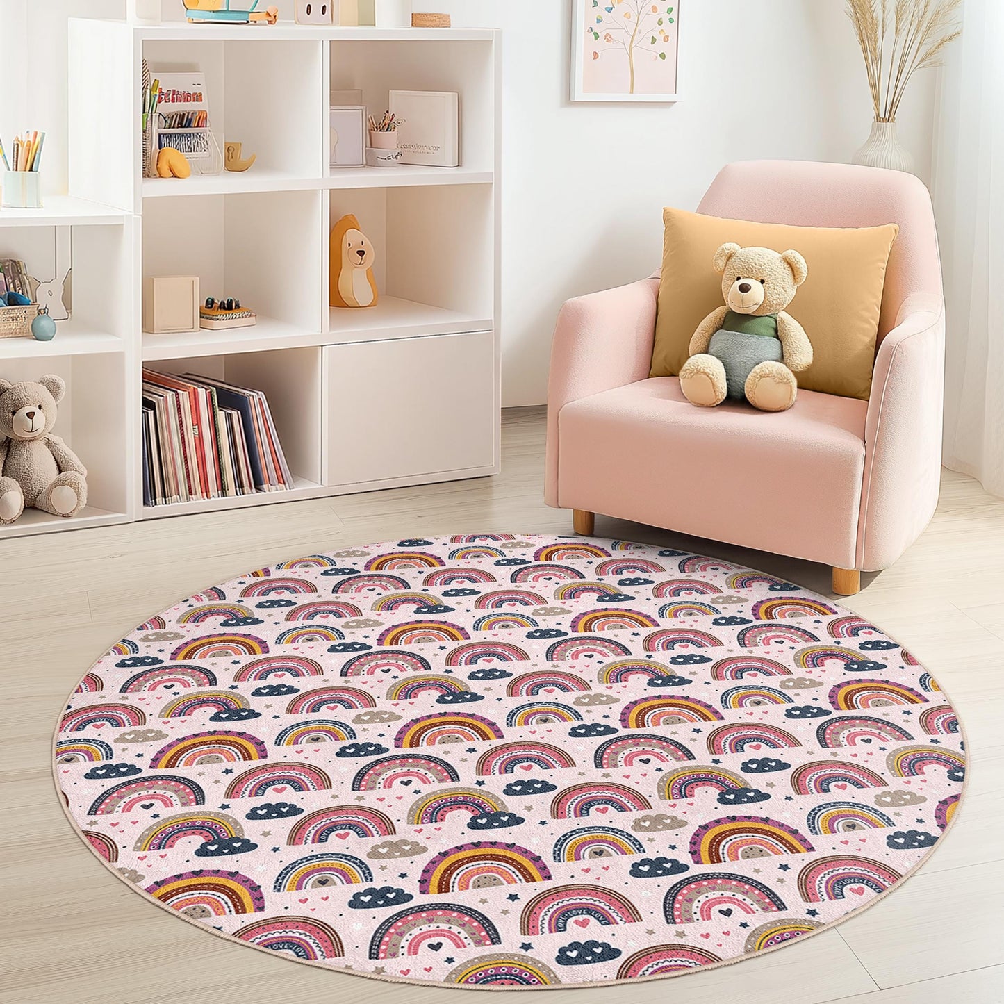 Rainbow Kids Rug: Soft Play Mat for Nursery Decor