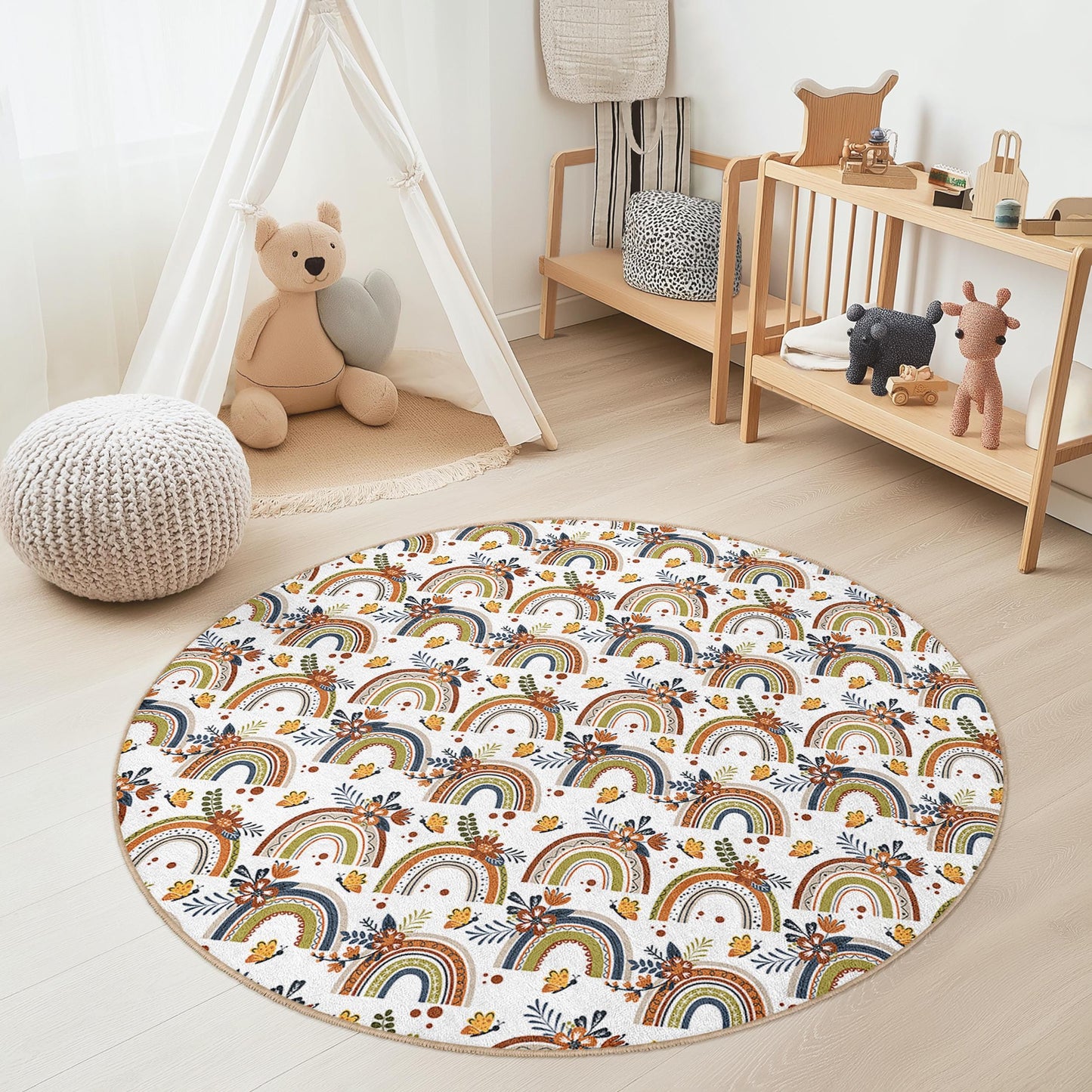 Rainbow Kids Rug: Soft Play Mat for Nursery or Playroom