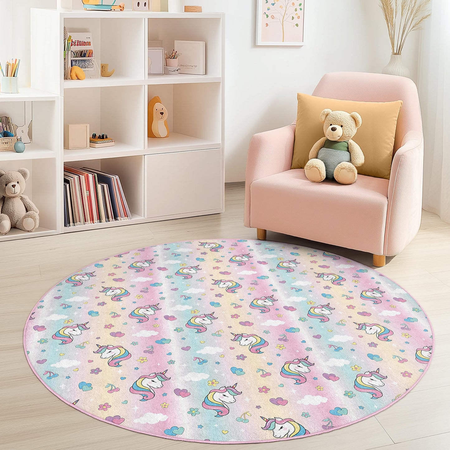 Unicorn Kids Play Rug: Soft Nursery Mat, Pastel Decor