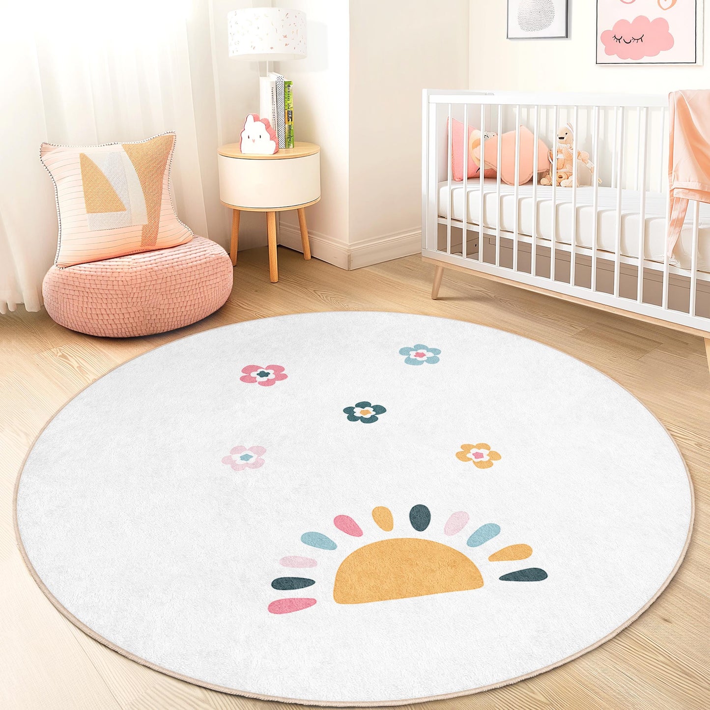 Sunny Floral Kids Rug: Soft Play Mat, Nursery Decor