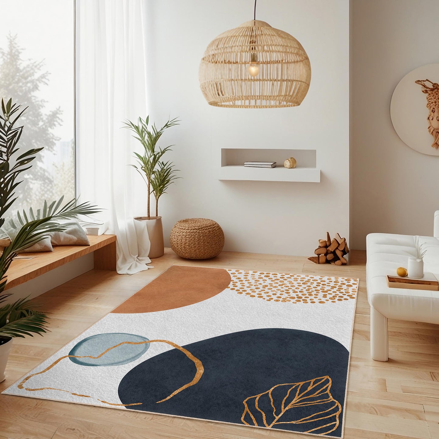 Abstract Geometric Rectangle Area Rug | Modern Living Room Carpet | Trendy Home Decor | Stylish Rectangular Mat