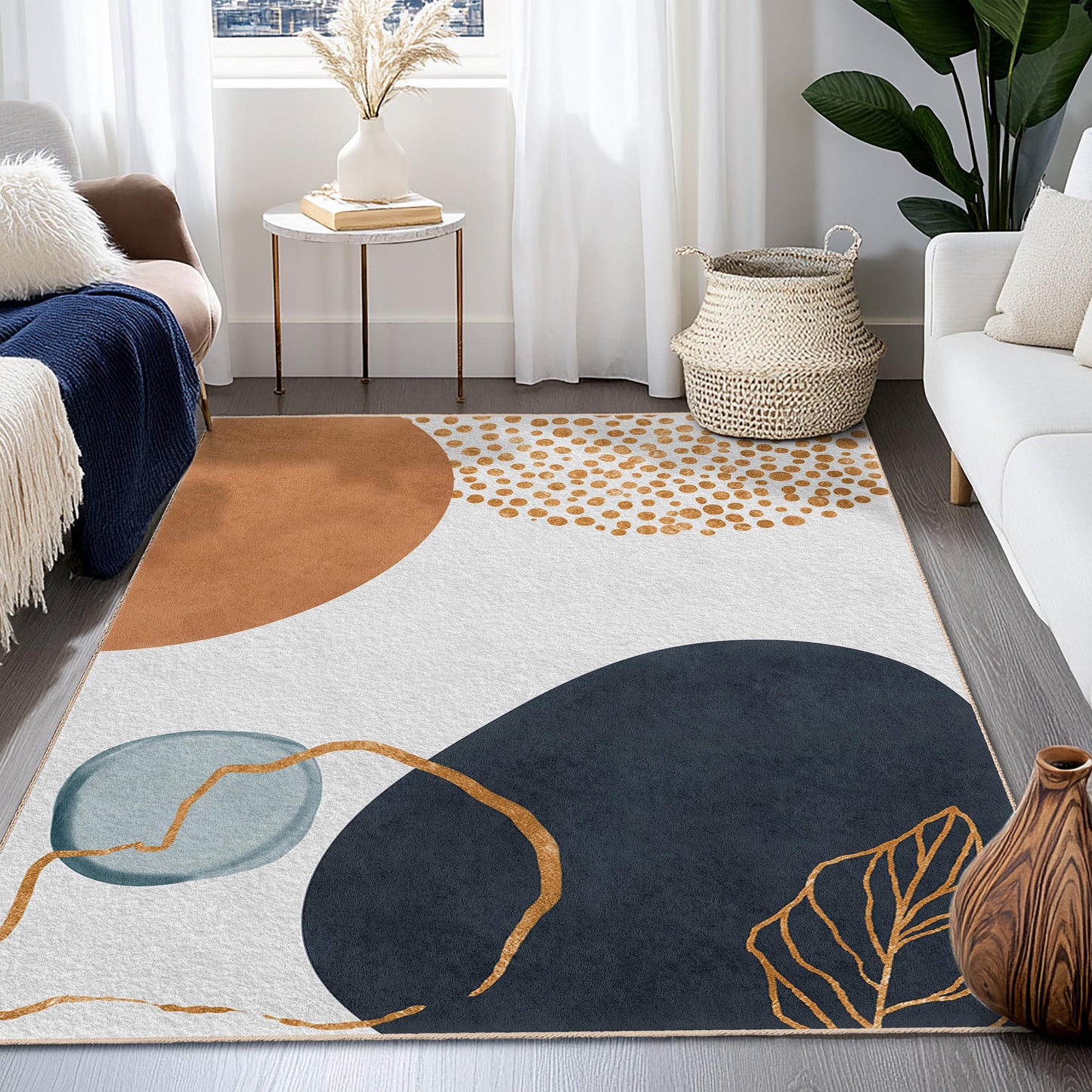 Abstract Geometric Rectangle Area Rug | Modern Living Room Carpet | Trendy Home Decor | Stylish Rectangular Mat