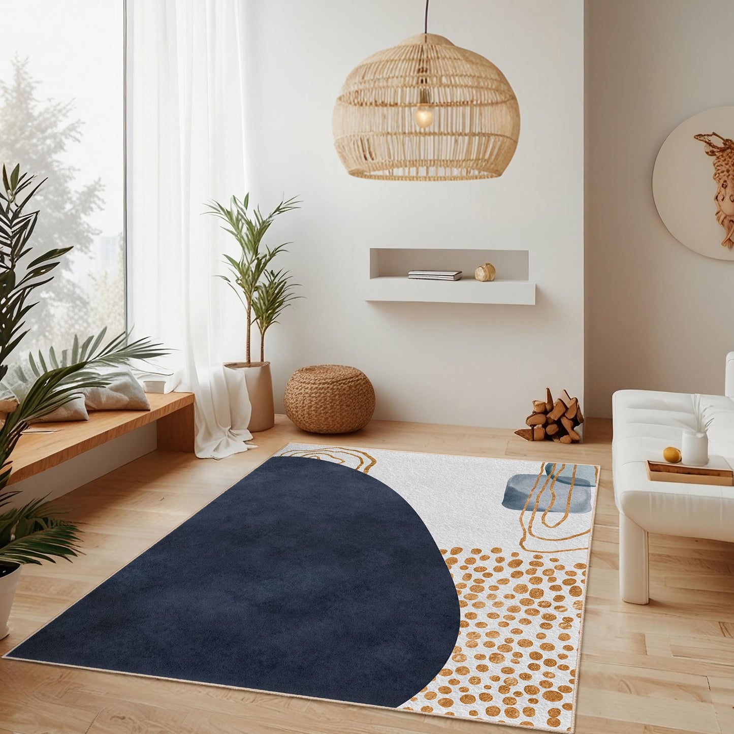 Chic Geometric Floor Mat | Abstract Geometric Design Rectangular Area Rug | Modern Living Room Carpet | Stylish Home Decor