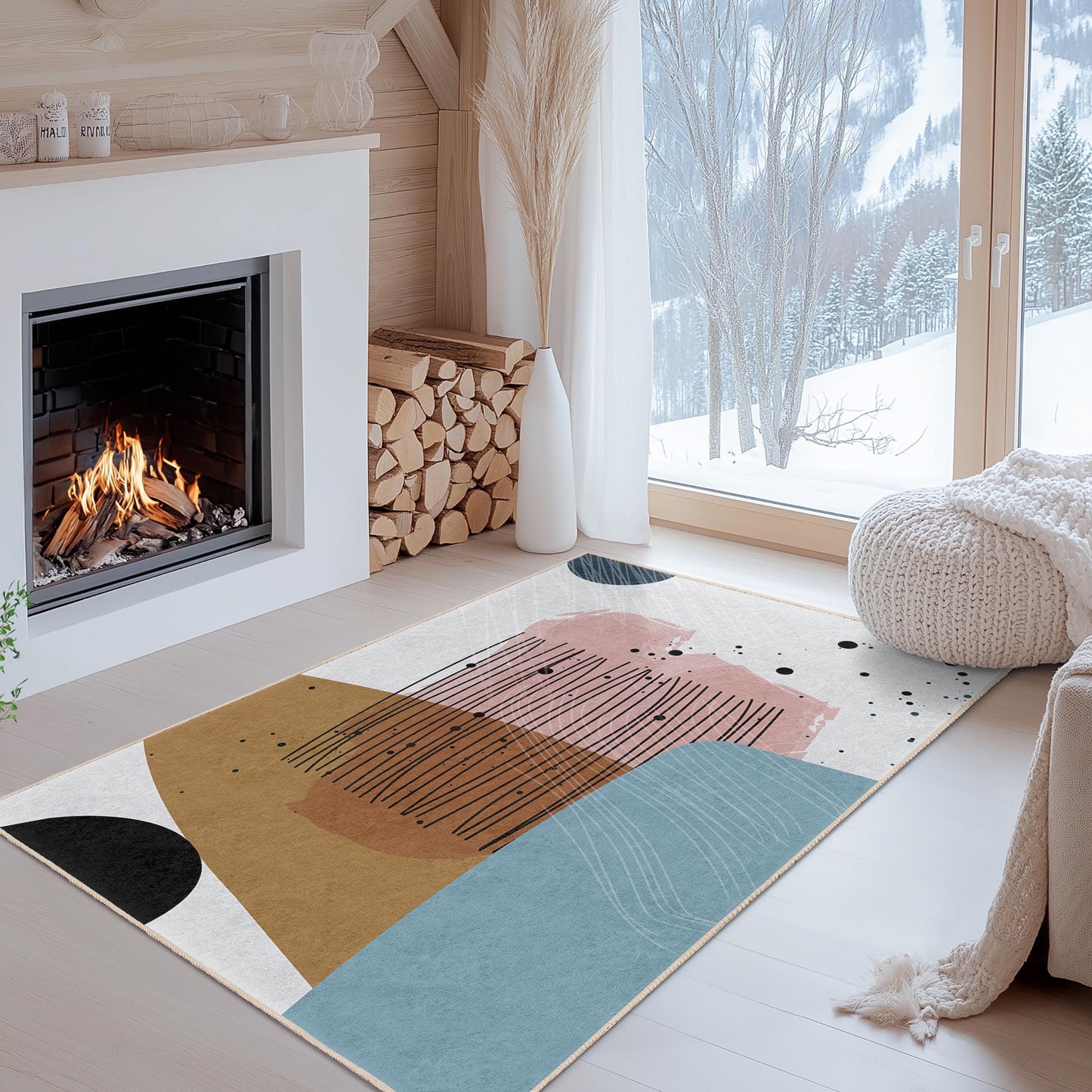 Trendy Design for Any Space | Abstract Geometric Pattern Rectangular Living Room Rug | Modern Soft Area Carpet | Stylish Home Decor