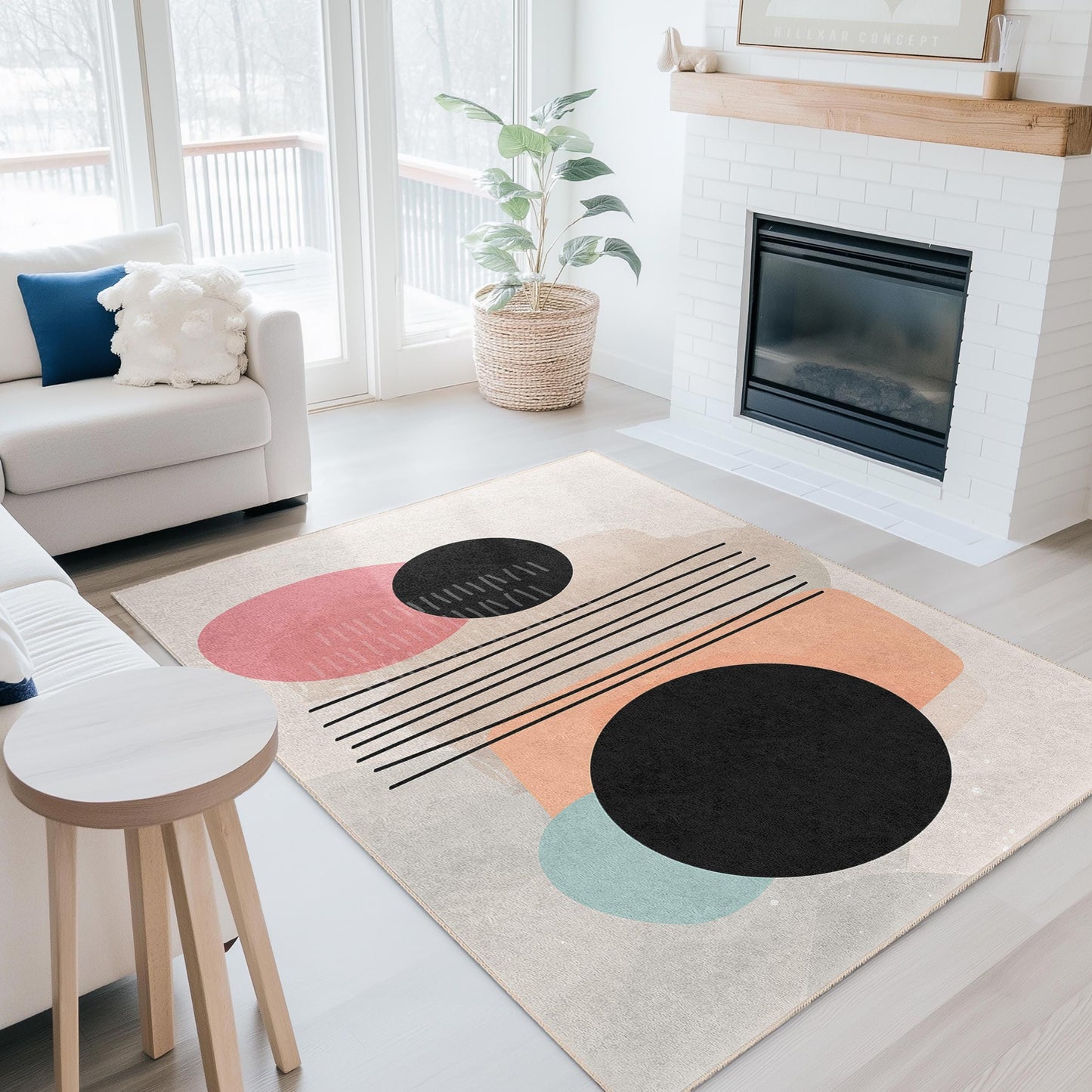 Stylish Home Decor | Abstract Geometric Pattern Rectangle Area Rug | Modern Living Room Carpet |  Trendy Floor Mat