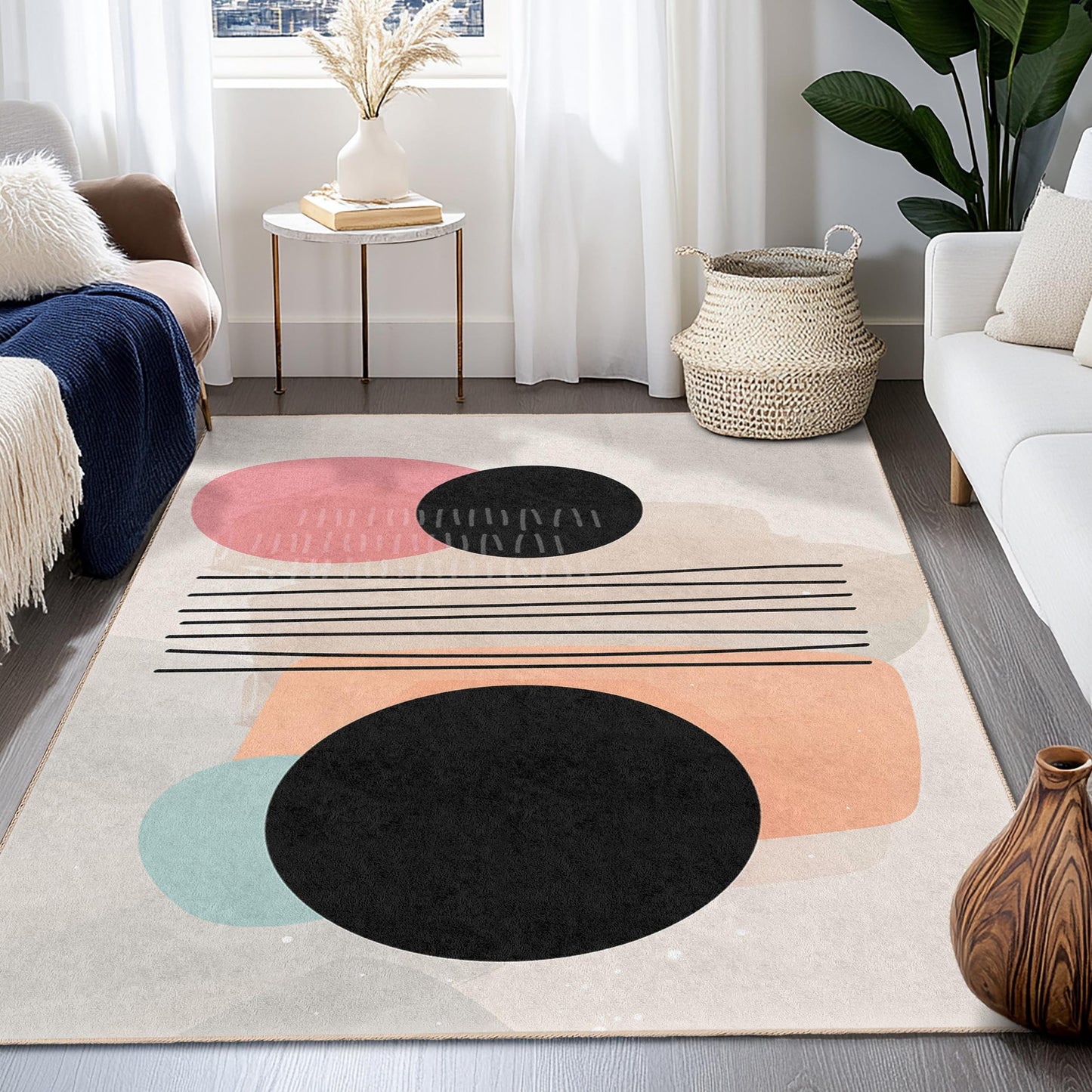 Stylish Home Decor | Abstract Geometric Pattern Rectangle Area Rug | Modern Living Room Carpet |  Trendy Floor Mat