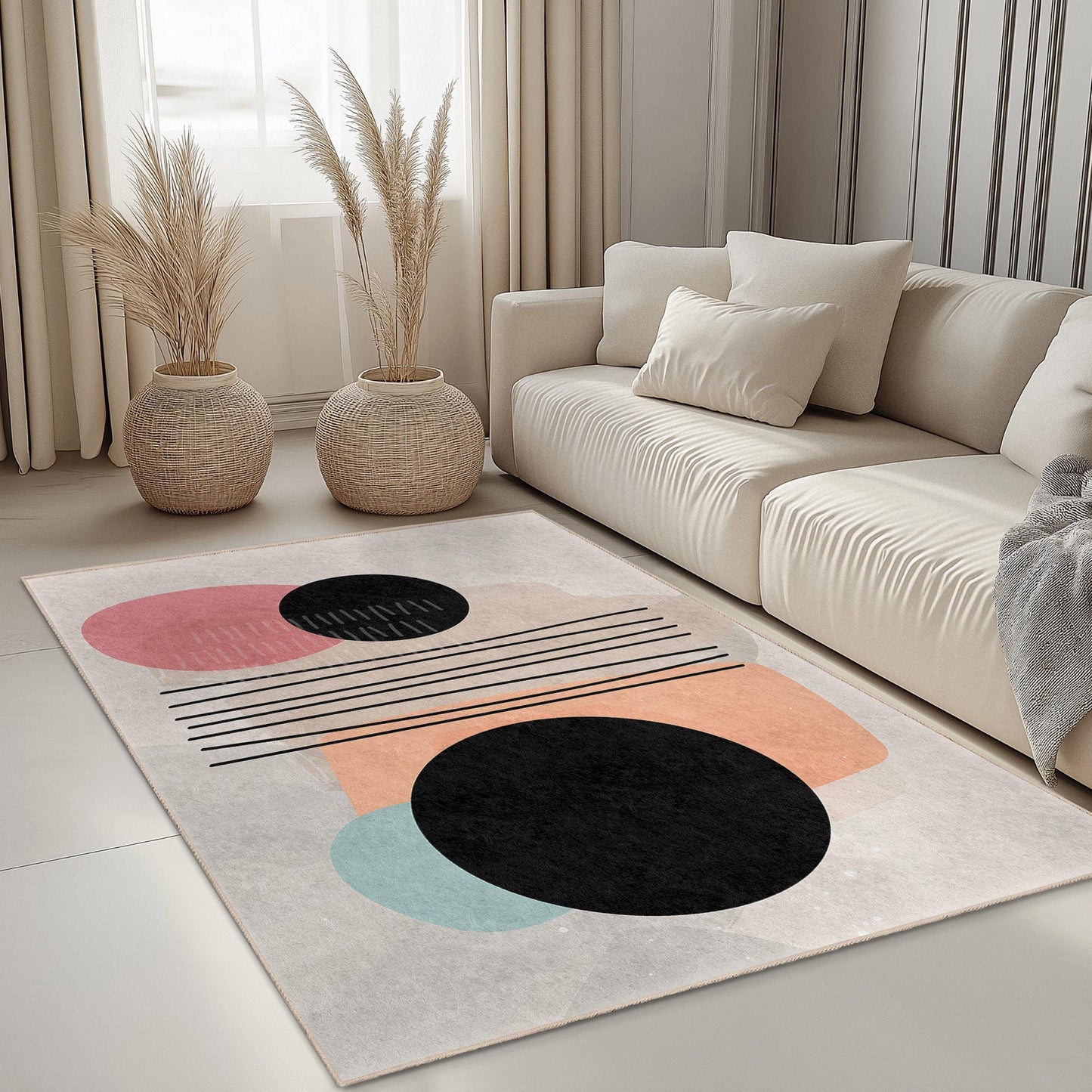 Stylish Home Decor | Abstract Geometric Pattern Rectangle Area Rug | Modern Living Room Carpet |  Trendy Floor Mat