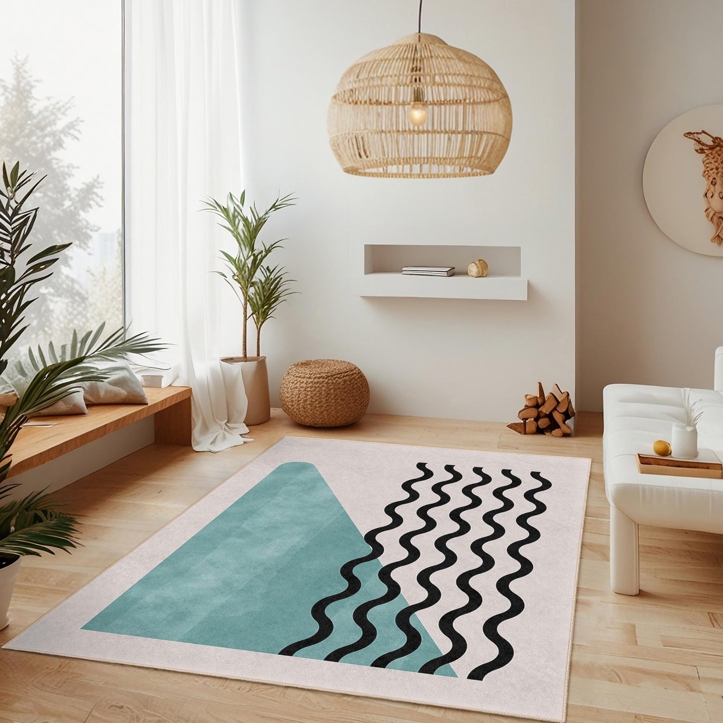 Striped Decorative Area Rug | Rectangular Living Room Carpet | Soft Cotton Floor Mat for Stylish Home Decor