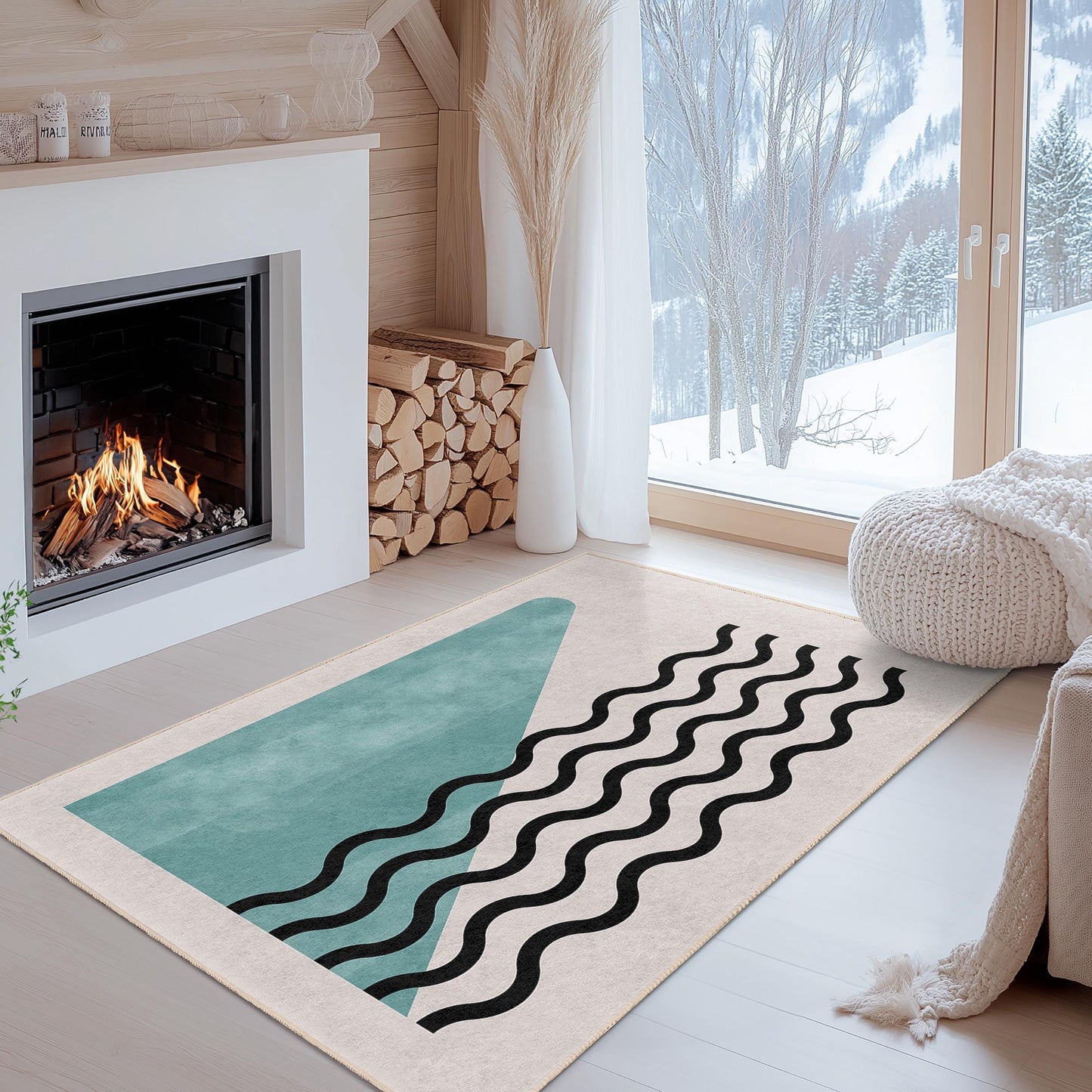 Striped Decorative Area Rug | Rectangular Living Room Carpet | Soft Cotton Floor Mat for Stylish Home Decor