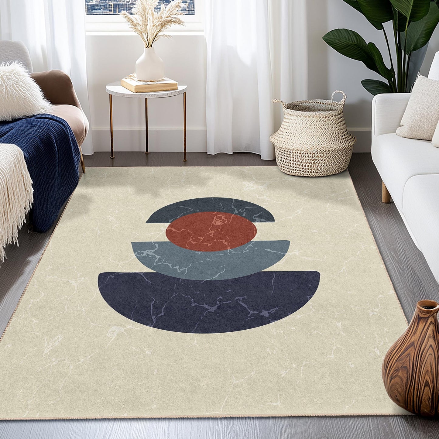 Stylish Rectangle Living Room Carpet | Geometric Abstract Decor Rug | Modern Home Area Rug | Trendy Geometric Design