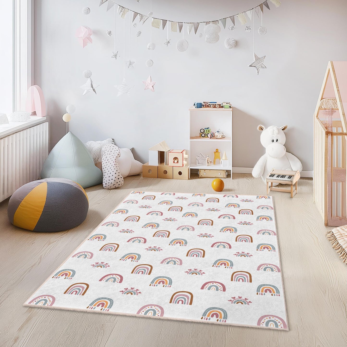 Rainbow Kids Room Rug: Personalized Nursery Play Mat