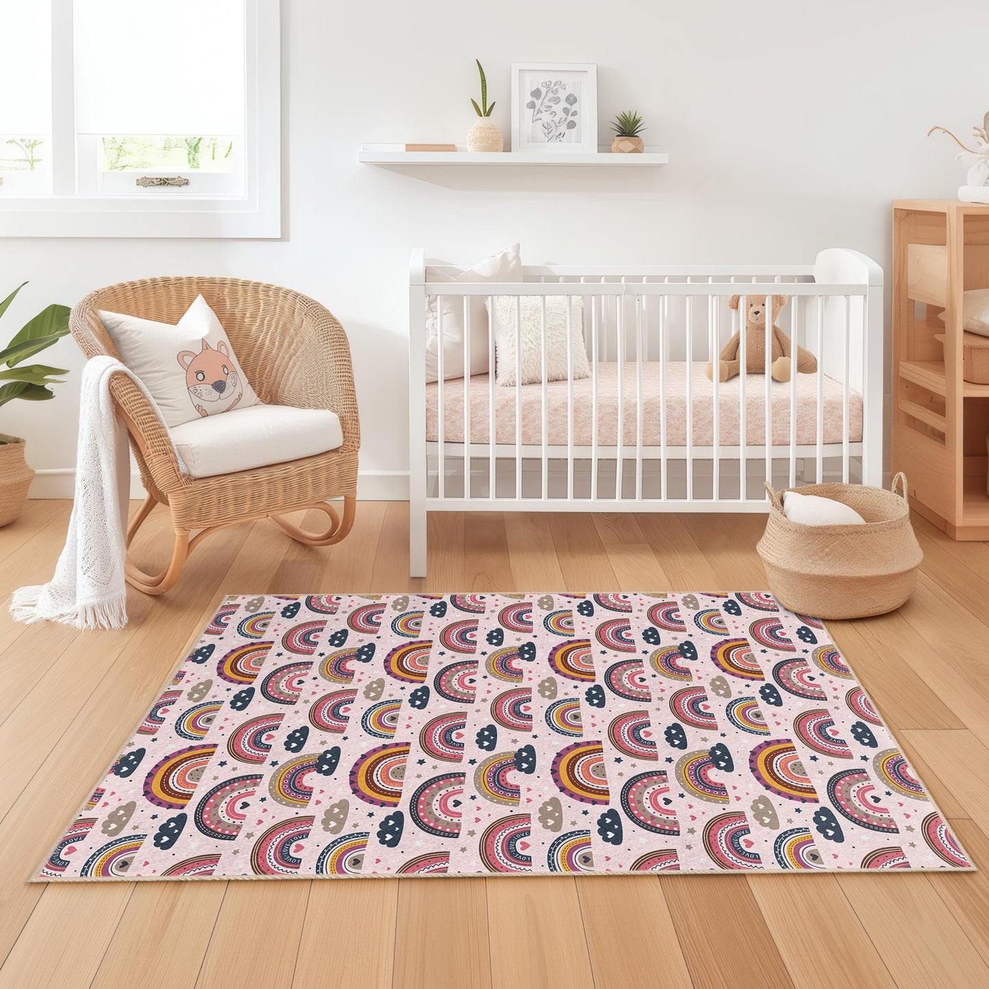 Rainbow Kids Room Rug: Soft Play Mat, Nursery Decor