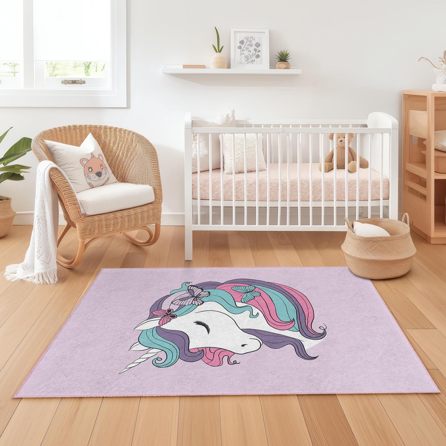 Magical Unicorn Kids Rug: Personalized Nursery Playroom Carpet
