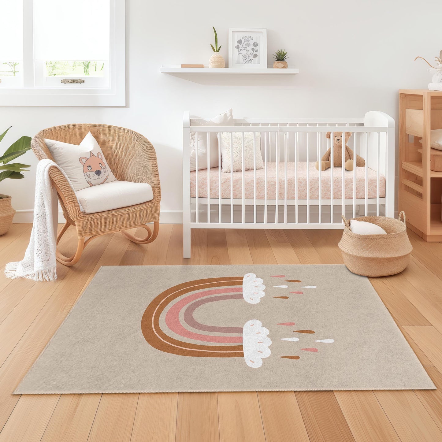 Rainbow Kids Rug: Soft Play Mat for Nursery or Bedroom