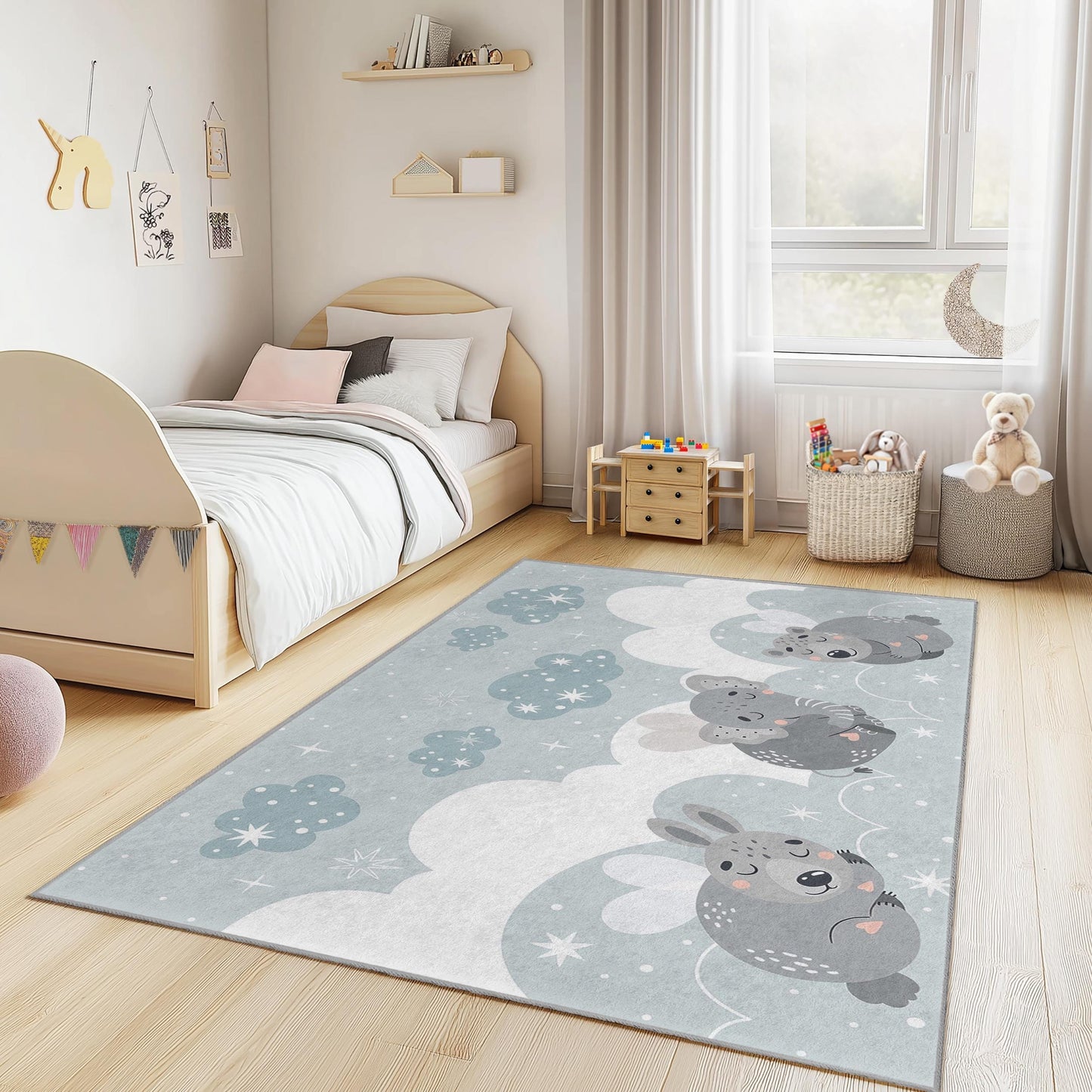 Animal Cloud Kids Rug: Plush Nursery Playroom Carpet