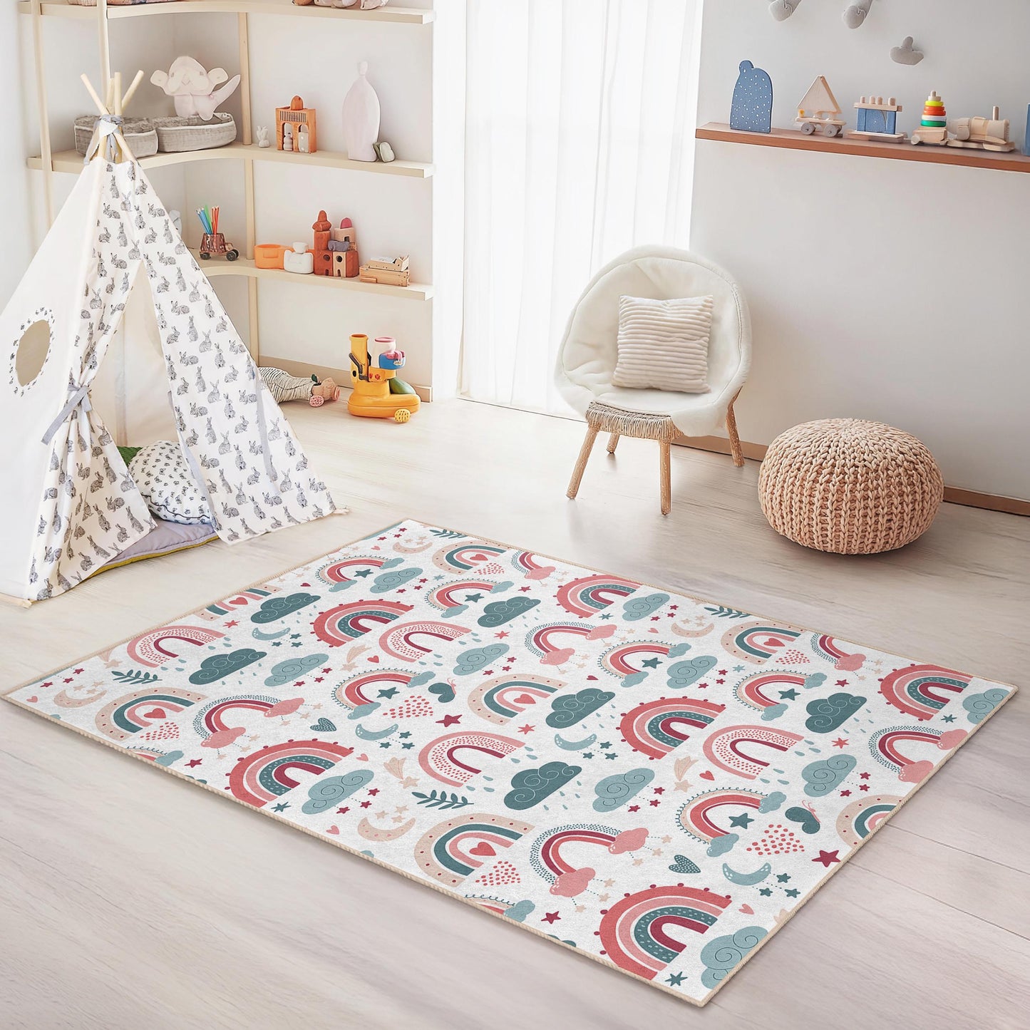 Unicorn Kids Rug: Pink Fantasy Nursery Playroom Decor