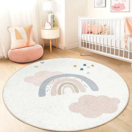 Rainbow Cloud Kids Rug: Soft Play Mat, Nursery Decor