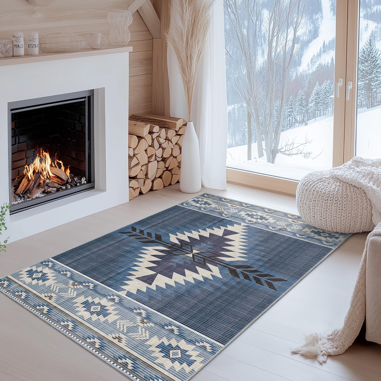 Geometric Patterns Rectangular Rug | Modern Boho Chic Carpet | Stylish Home Decor | Soft and Washable Area Rug
