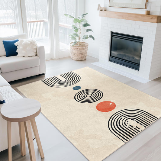 Geometric Pattern Rectangular Area Rug, Modern Design Rug, Minimalist Home Decor, Living Room Carpet, Stylish Floor Mat