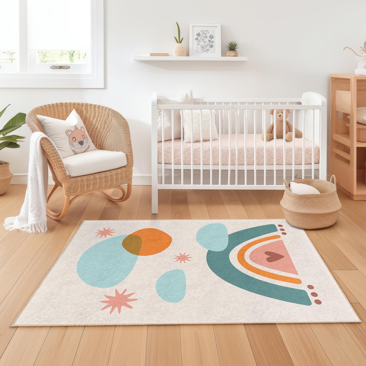 Rainbow Dreamy Play Rug, Colorful Kids Rectangle Rug, Soft Nursery Carpet, Playroom Decor, Kid's Room Essentials, Fun Kids Rug