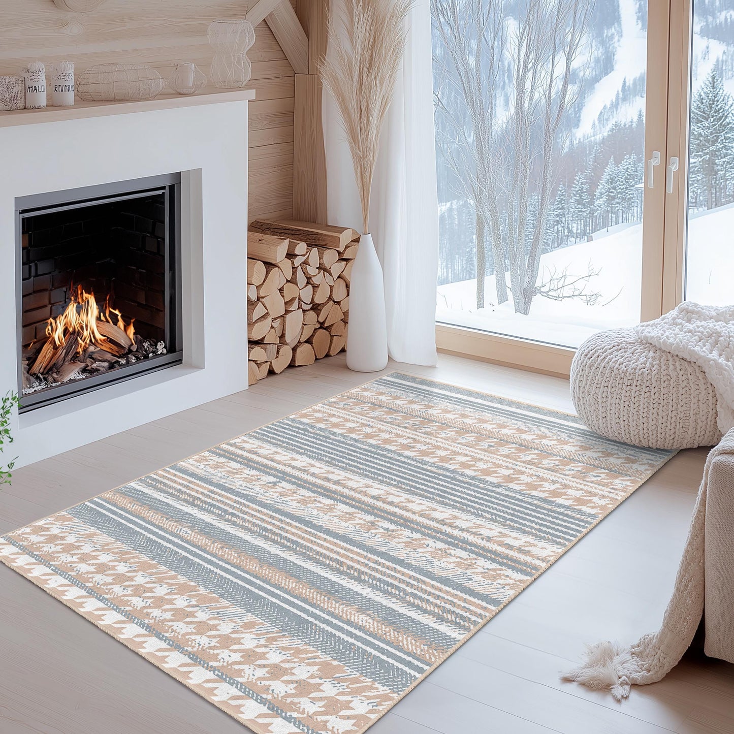 Chic Striped Rectangle Area Rug, Modern Living Room Carpet, Stylish Home Decor, Soft Touch Rectangle Rug, Contemporary Floor Mat