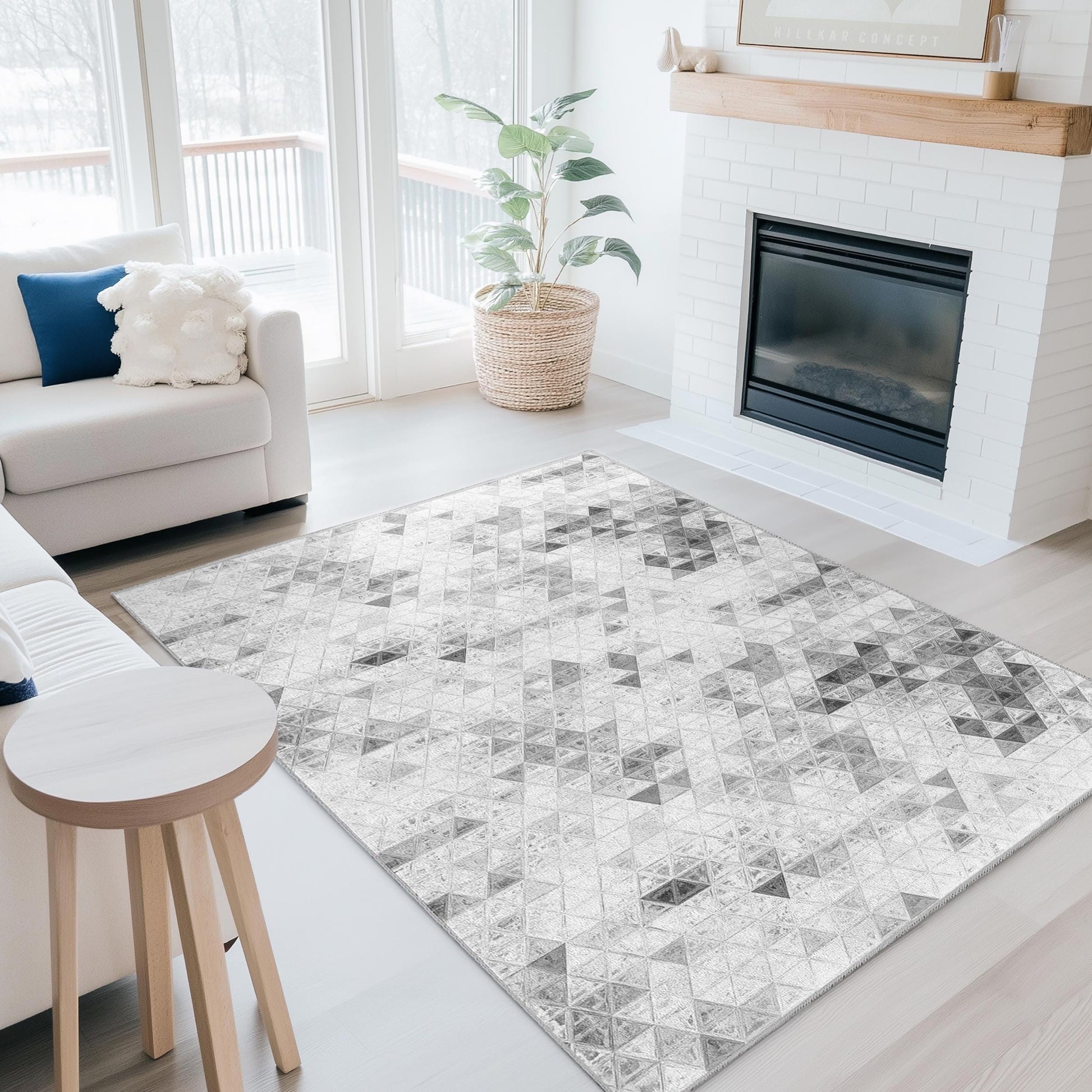 Elegant Geometric Rectangle Area Rug, Modern Triangle Design Carpet, Living Room Rug, Contemporary Home Decor, Soft Floor Mat