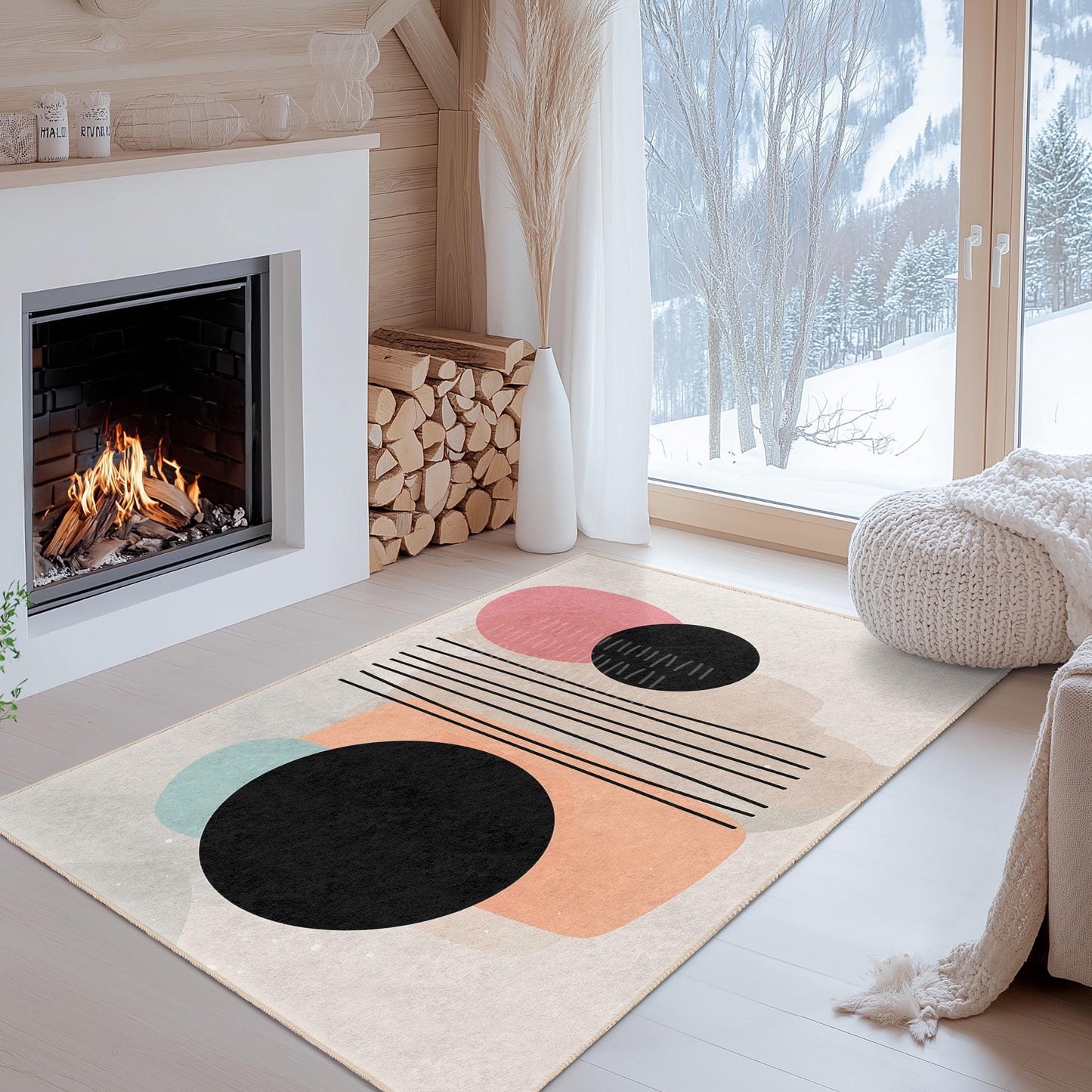 Stylish Home Decor | Abstract Geometric Pattern Rectangle Area Rug | Modern Living Room Carpet |  Trendy Floor Mat