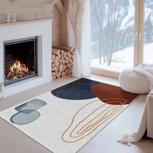 Modern Living Room Carpet | Abstract Geometric Rectangle Area Rug | Stylish Home Decor | Soft Cotton Floor Mat