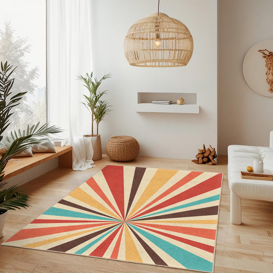 Colorful Geometric Striped Rectangular Rug, Modern Area Rug for Home Decor, Living Room Carpet, Contemporary Design Rug