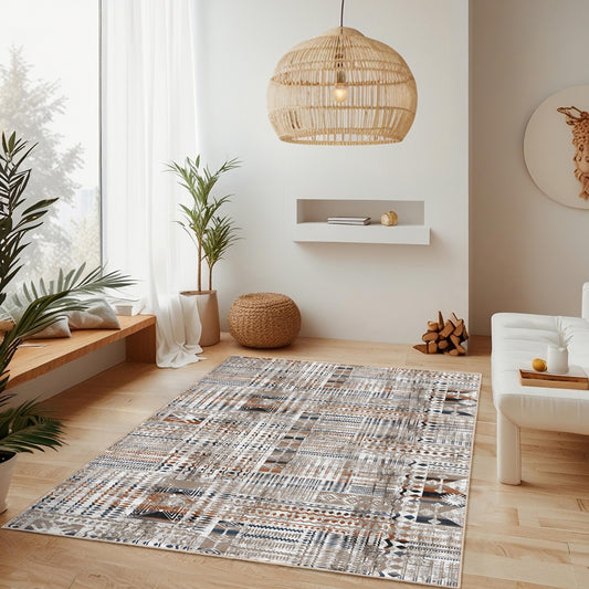 Stylish Geometric Rectangle Area Rug, Modern Patterned Rug for Living Room, Soft Indoor Carpet, Decorative Home Accent