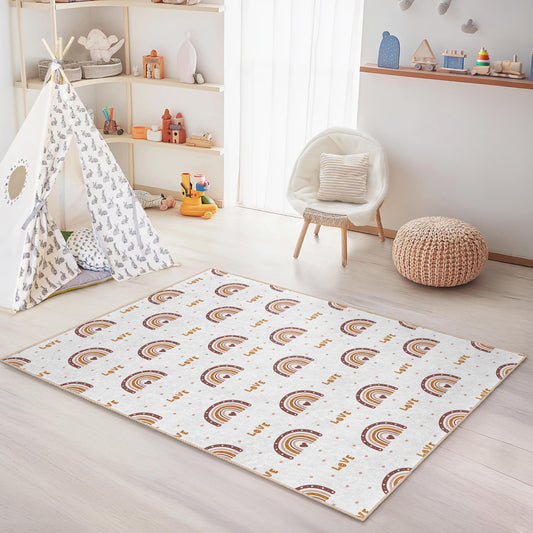 Rainbow Love Kids Rug: Personalized Playroom Carpet